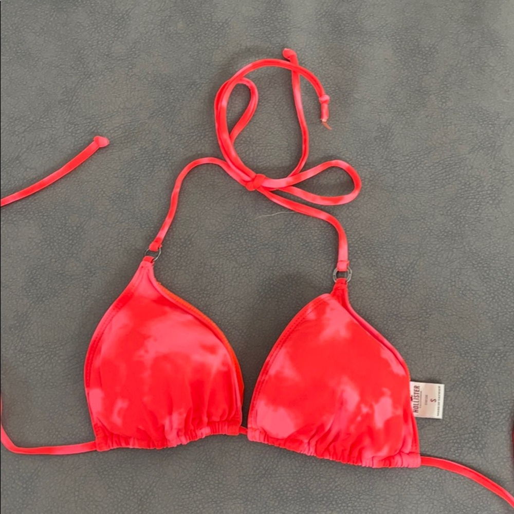 Neon orange tie-dye bikini top